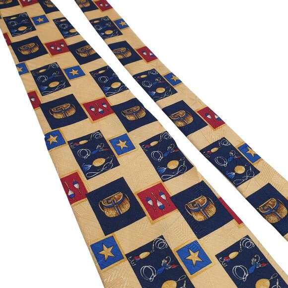 Tommy Hilfiger Men Vintage Silk Tie Fly Fishing Star Sport Dad Gift Designer - Picture 2 of 5